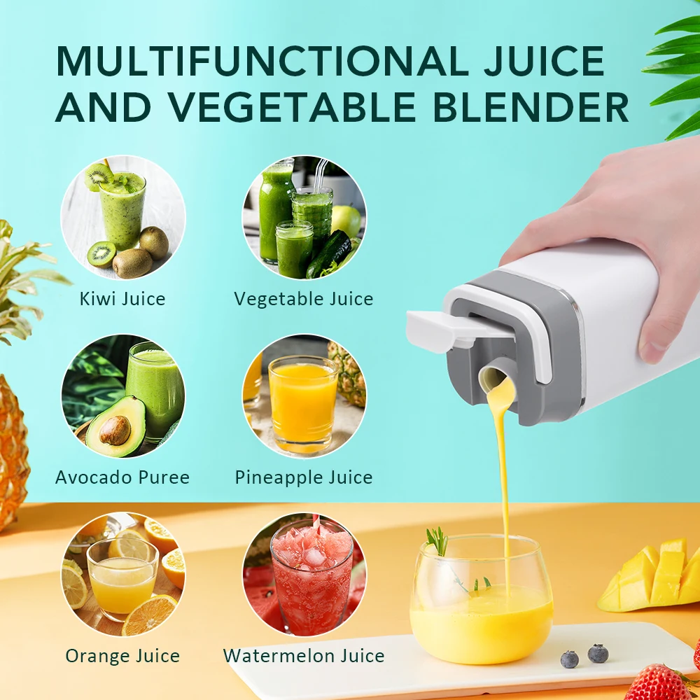 6 Blades Electric Juicer Cup 2 Cups For Travel Portable Juicer Mixer Usb Charge - Image 22