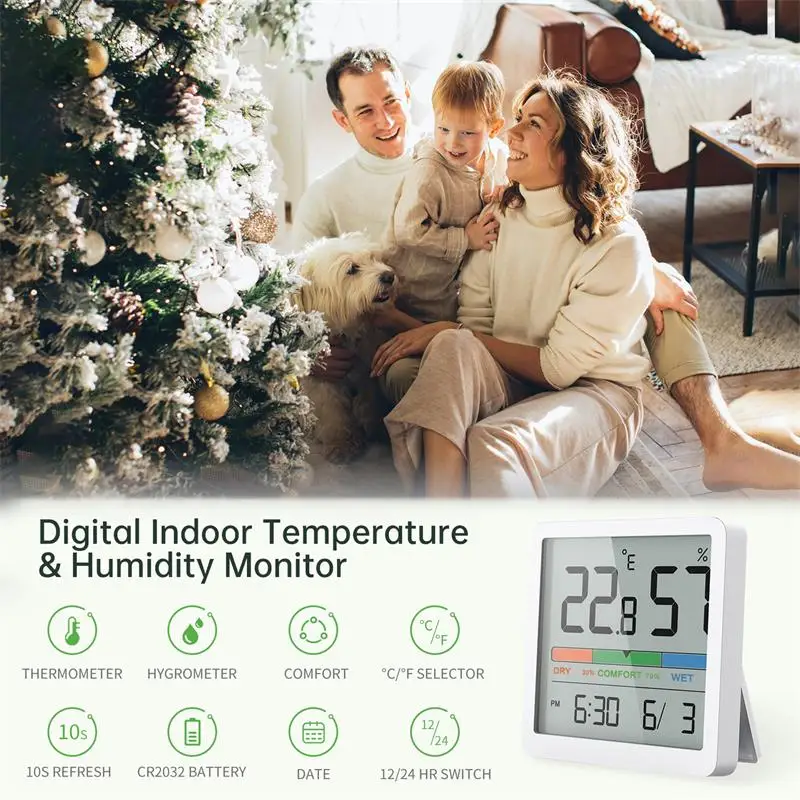 New Digital Home Indoor Temperature Humidity Meter LCD Digital Thermometer Hygrometer Sensor Gauge Weather Station - Image 3