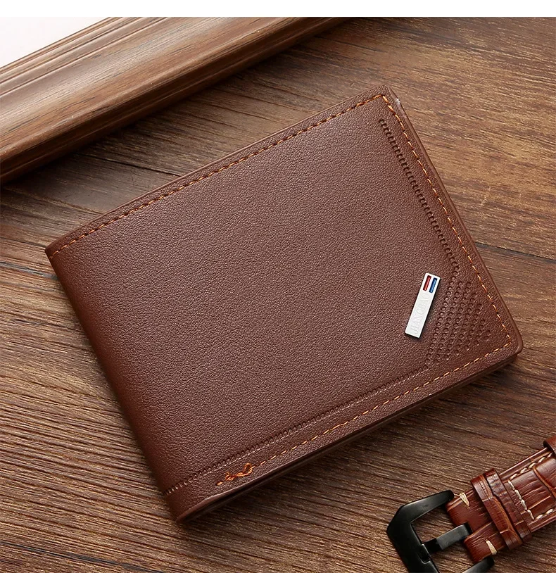 Men's leather short wallet thin wallet foldable minimalist soft leather wallet - Image 10