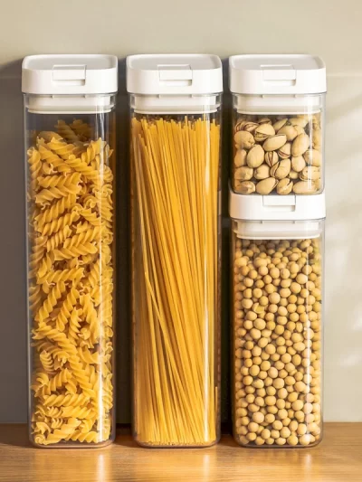 Pasta Storage Box Transparent Plastic Grain Seal Tank Spaghetti Storage Container Moisture-Proof