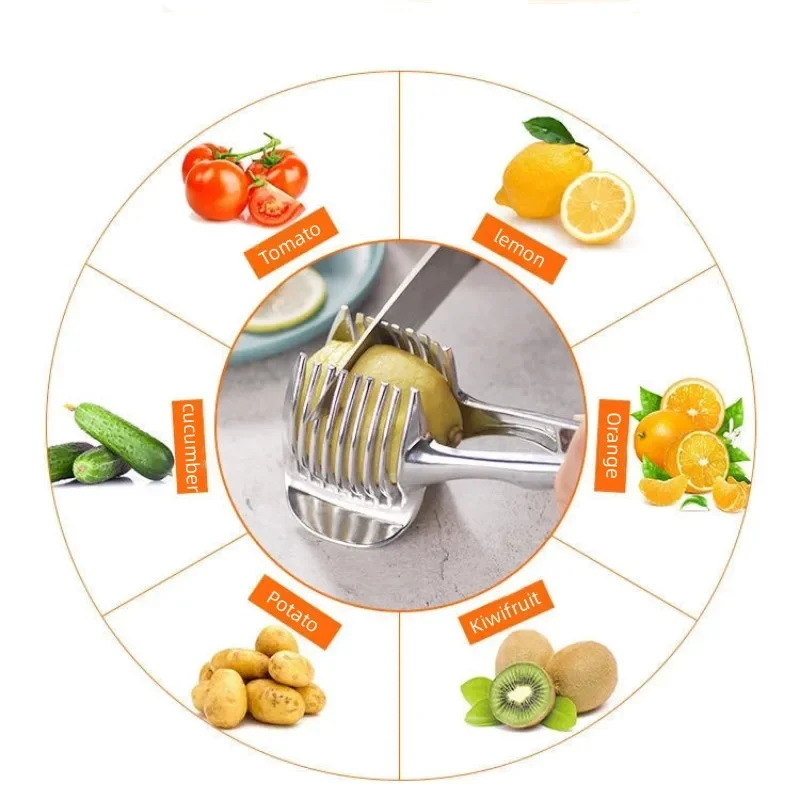 Stainless Steel Kitchen Handheld Orange Lemon Slicer Tomato Cutting Clip Fruit Slicer Onion Slicer - Image 15