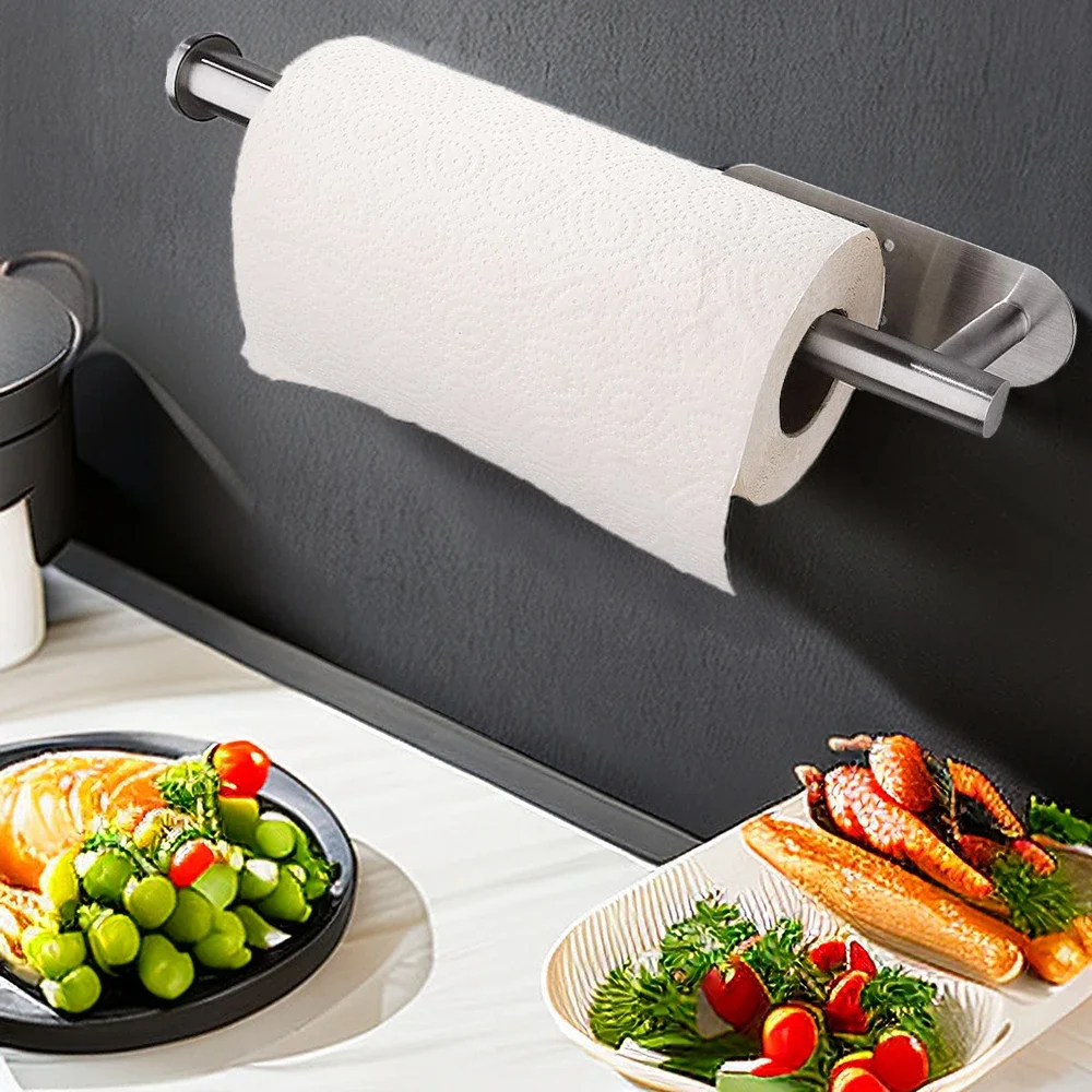 Kitchen Paper Towel Holder Adhesive Tissue Hanger Toilet Roll Paper Dispenser Cabinet Storage Napkin - Image 12