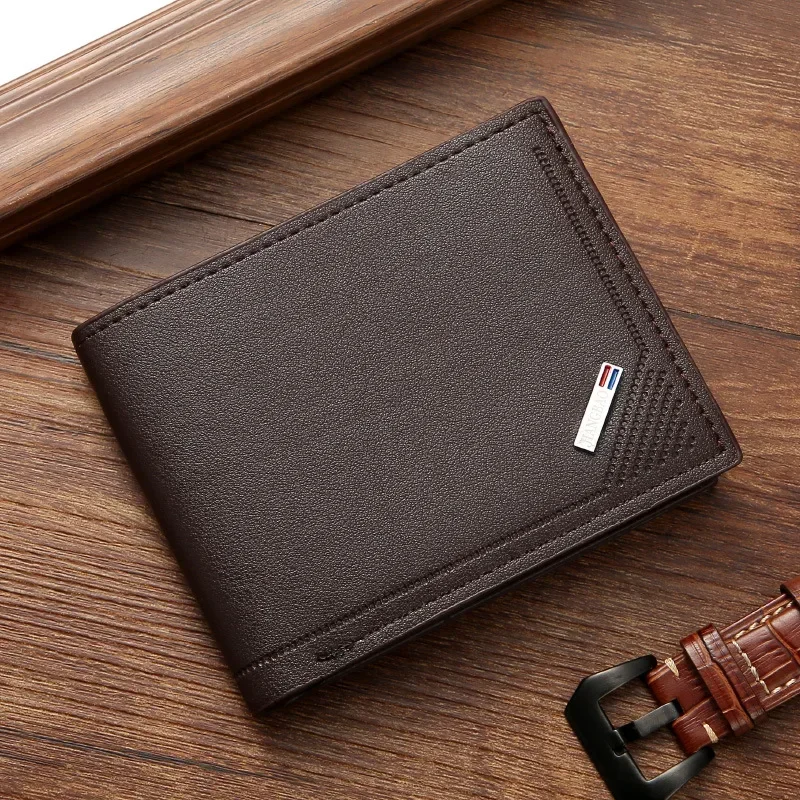 Men's leather short wallet thin wallet foldable minimalist soft leather wallet - Image 7
