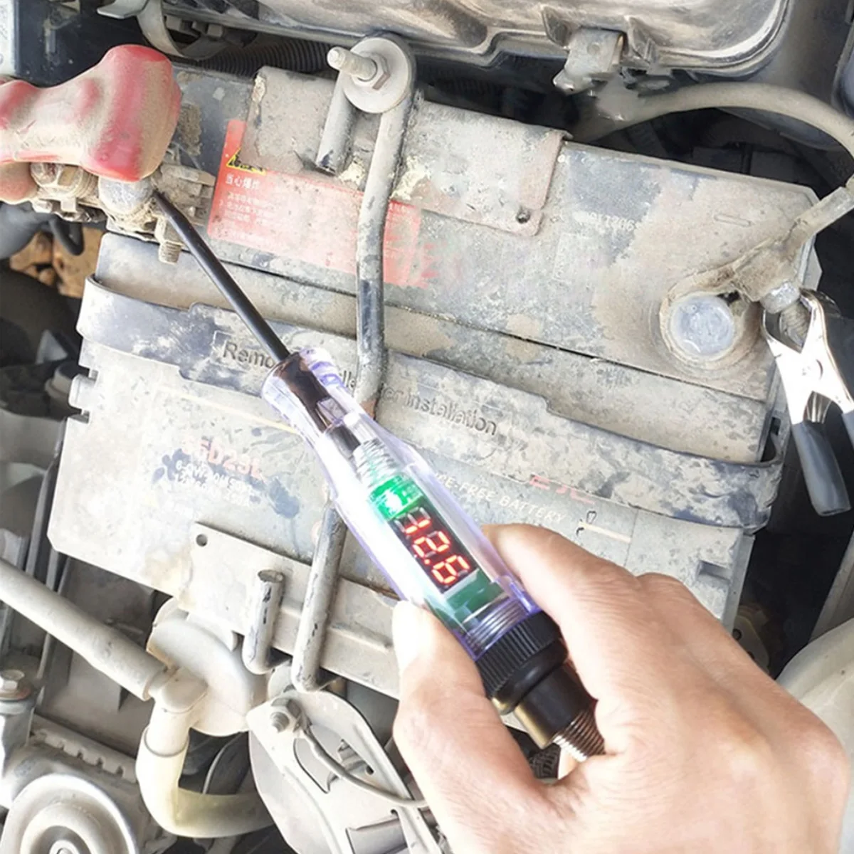 6V/12V/24V Automotive Circuit Test Pen LED Digital Voltage Display Long Probe Circuit Detector - Image 2