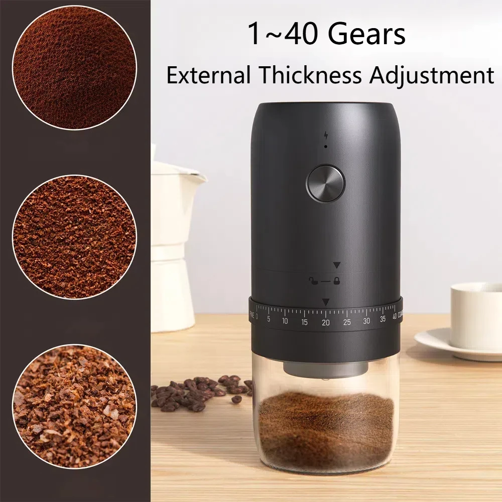 Portable 1800mAh Electric Coffee Bean Grinder 40 Gears External Adjustable Home Rechargeable Grinders - Image 2