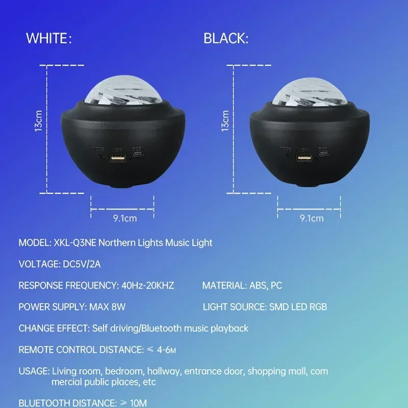 RGB Galaxy Star Projector Lights Bluetooth Speaker LED Aurora Borealis Lamp Remote Control - Image 21