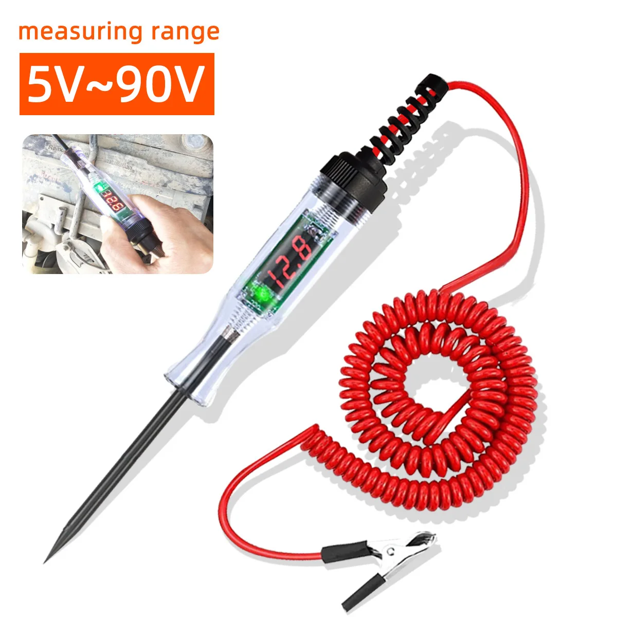 6V/12V/24V Automotive Circuit Test Pen LED Digital Voltage Display Long Probe Circuit Detector
