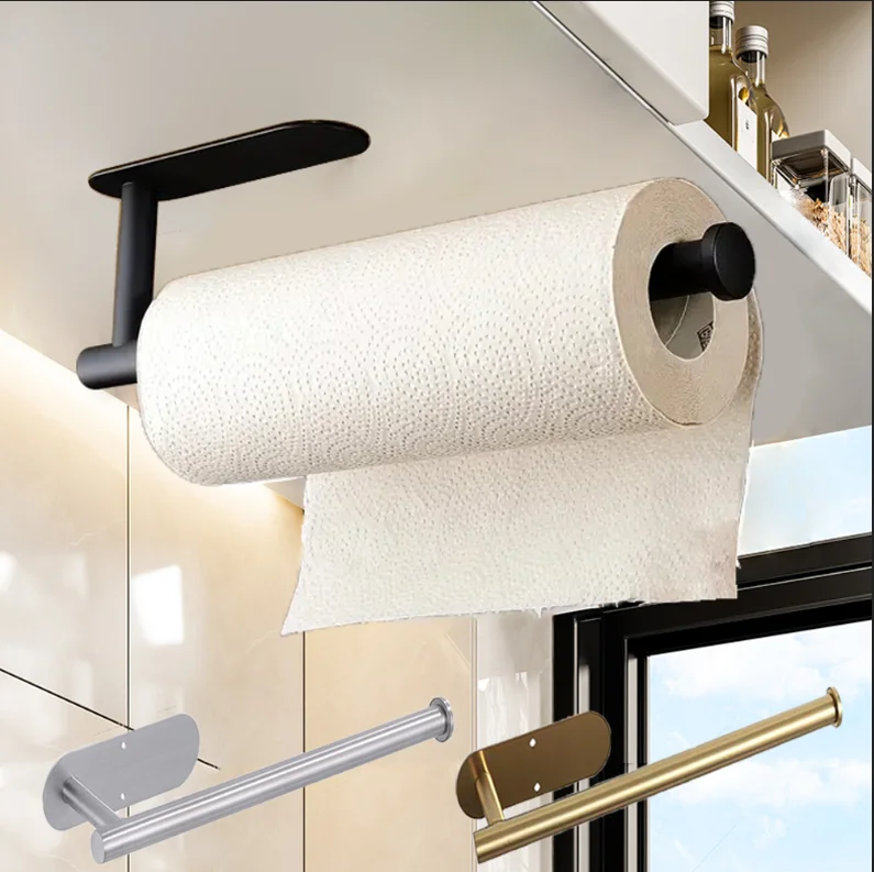 Kitchen Paper Towel Holder Adhesive Tissue Hanger Toilet Roll Paper Dispenser Cabinet Storage Napkin - Image 11