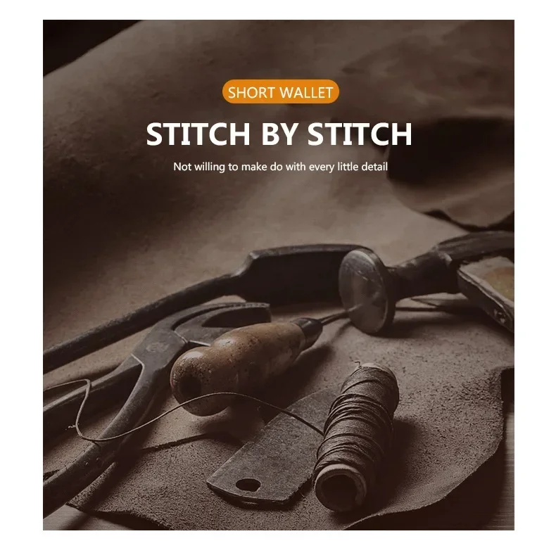 Men's leather short wallet thin wallet foldable minimalist soft leather wallet - Image 13