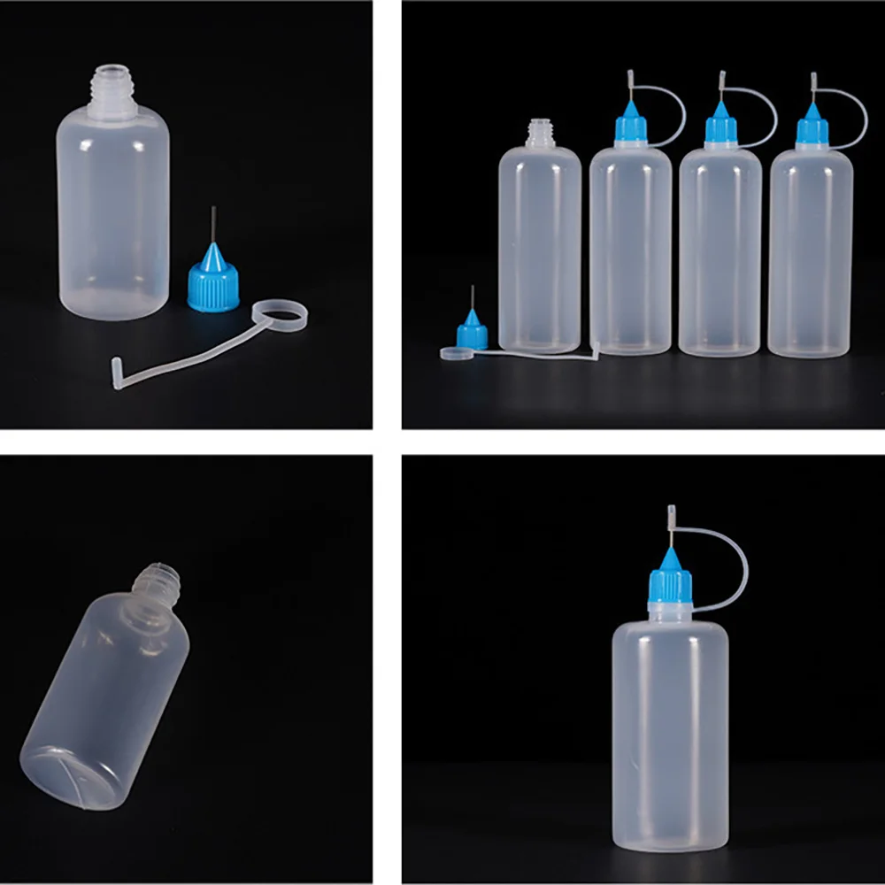 5ml 10ml 20ml 30ml 100ml 120ml PE Plastic Squeezable Tip Applicator Bottle Refillable Dropper with Needle Tip Caps Oil Bottles - Image 4