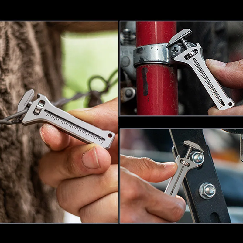 Mini Multitool Wrench, Stainless Steel Adjustable Wrench, Multi-Purpose Tool, as Bottle Opener, Nail Puller, Caliper, Keychain - Image 4