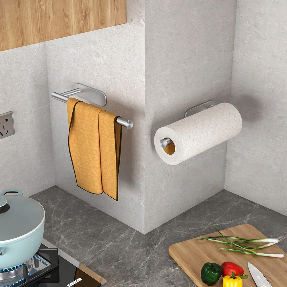 Kitchen Paper Towel Holder Adhesive Tissue Hanger Toilet Roll Paper Dispenser Cabinet Storage Napkin - Image 19