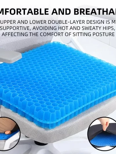 Gel Seat Cushion Summer Breathable Honeycomb Design For Pressure Relief Back Tailbone Pain