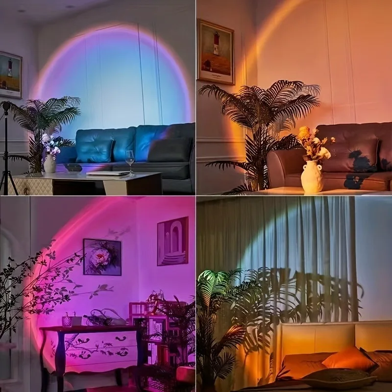 1pc Vibrant Sunset Projection Light - 16-Color Spectrum, USB Remote Control, Dynamic Color Changing LED Light -Creates Warm Home - Image 3