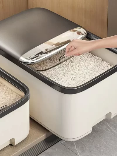 10KG Rice Storage Box Home with Lid Insect Proof Moisture Proof Rice Box Grain Sealed