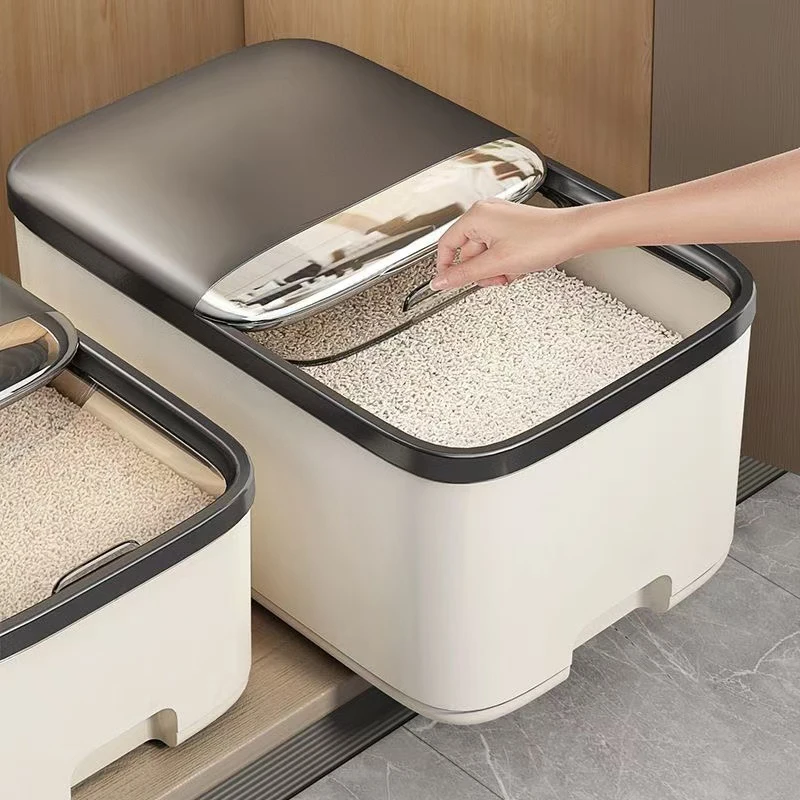 10KG Rice Storage Box Home with Lid Insect Proof Moisture Proof Rice Box Grain Sealed