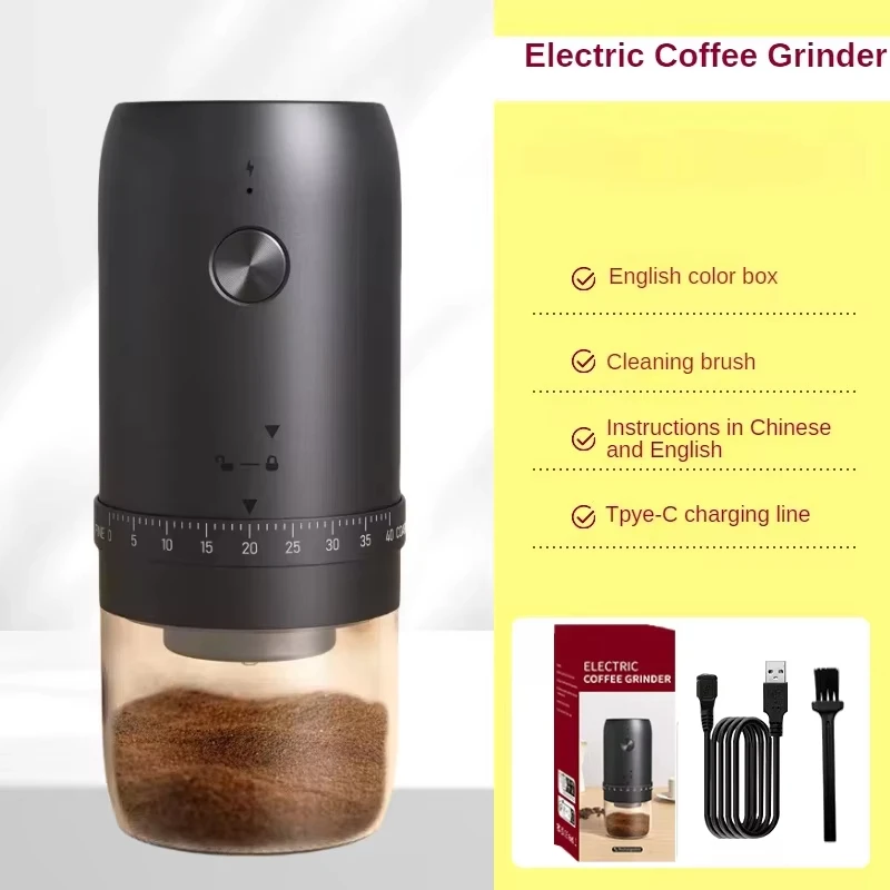 Portable 1800mAh Electric Coffee Bean Grinder 40 Gears External Adjustable Home Rechargeable Grinders - Image 8