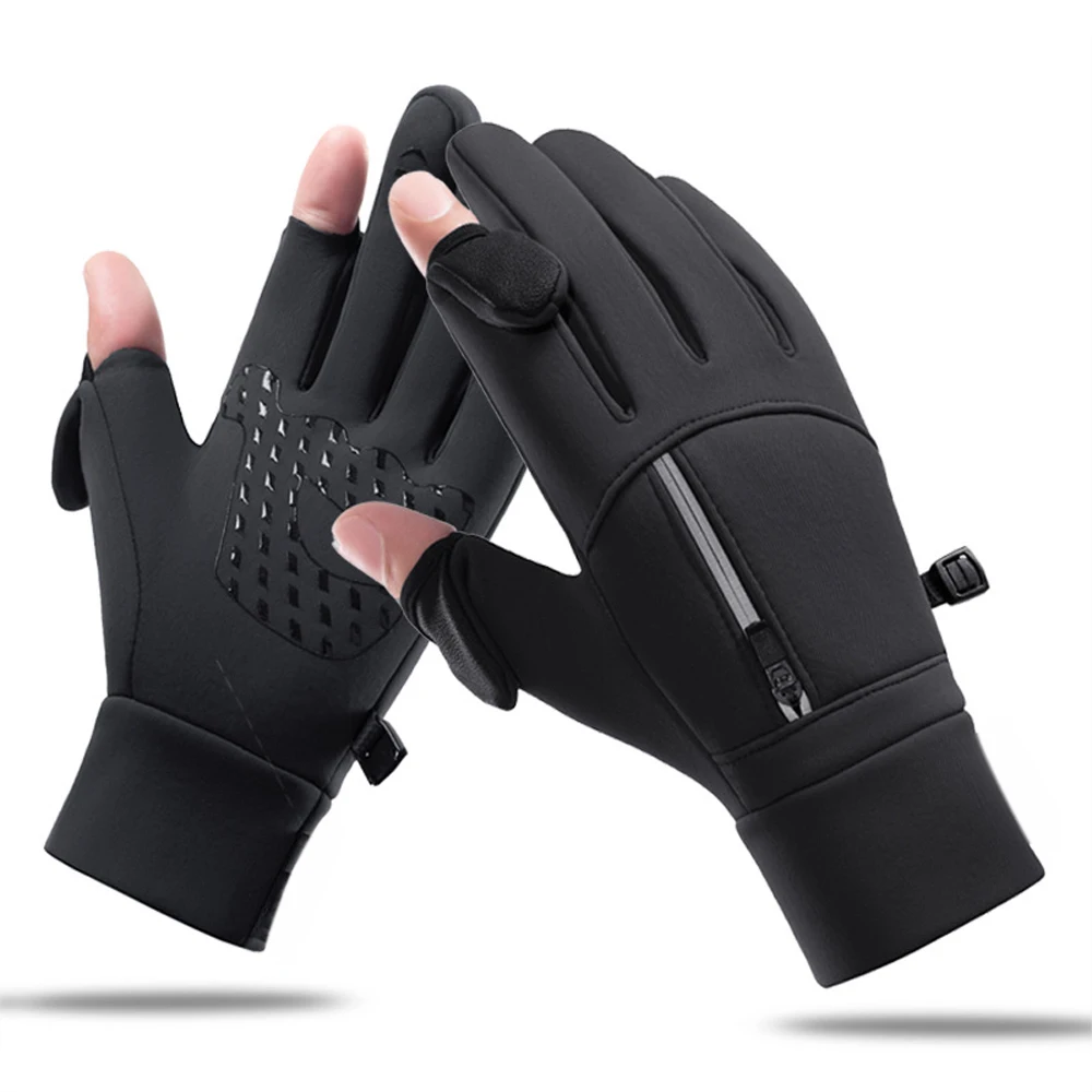 Winter Warm Gloves Flip Over Expose Two Fingers Gloves Waterproof Windproof - Image 7