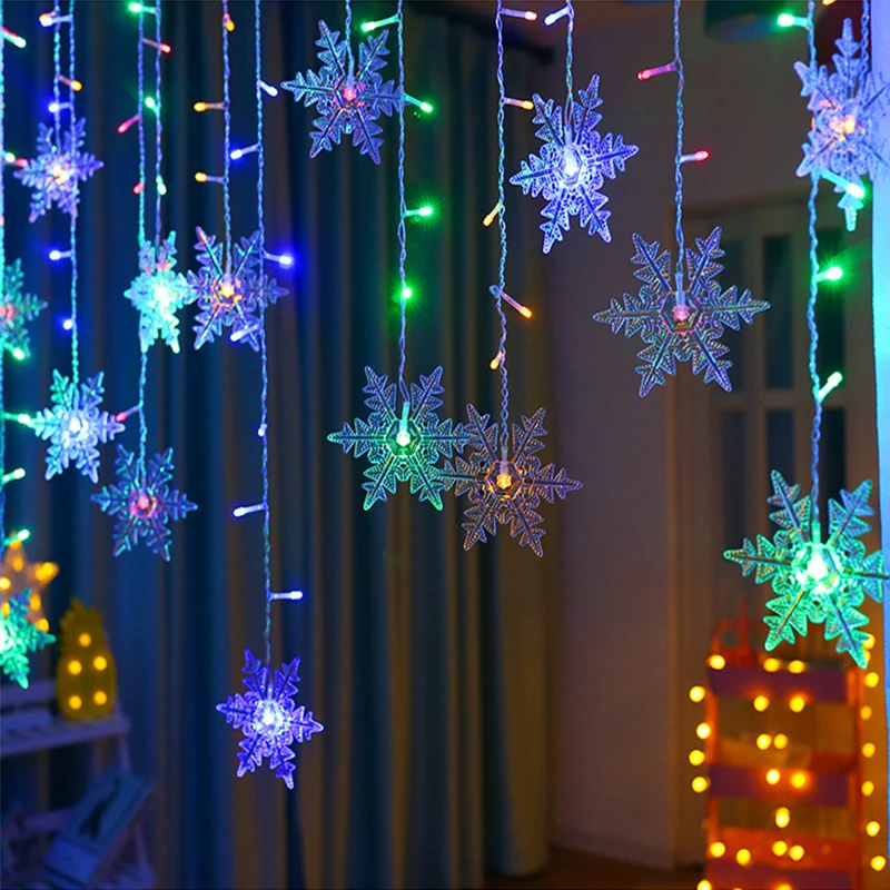 3.2M Christmas Snowflakes LED String Lights Flashing Fairy Curtain Lights Waterproof - Image 17