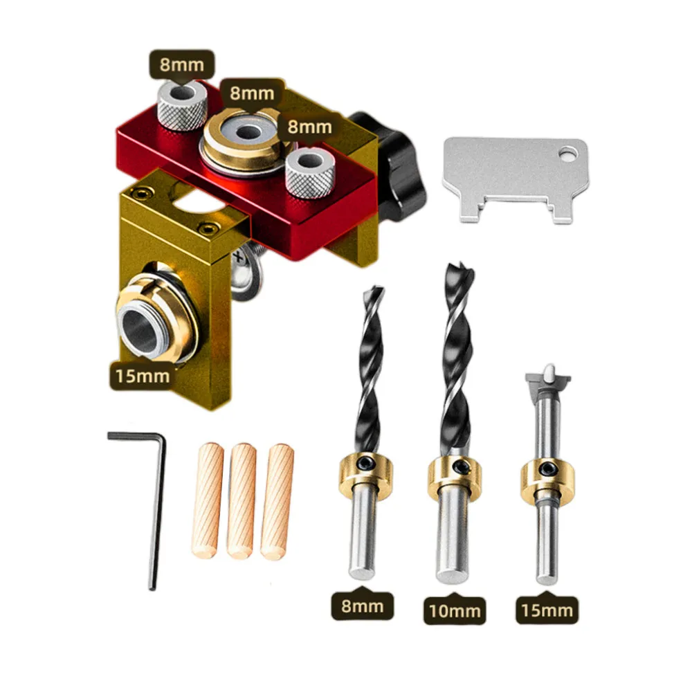 Woodworking 3 In 1 Doweling Jig Kit -Adjustable Wood Dowel Punch Locator Aluminum Pocket Hole Jig - Image 13
