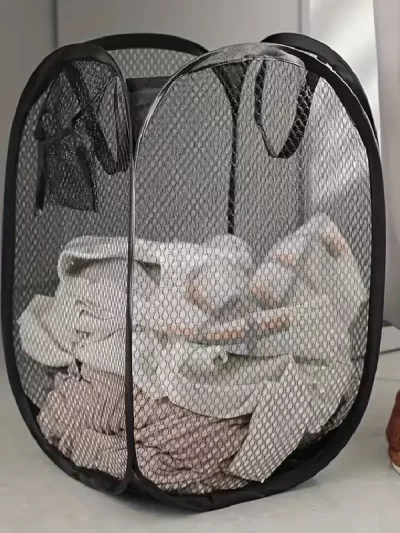Mesh Pop-up Laundry Basket, Laundry Basket, Foldable Dirty Clothes Storage Basket