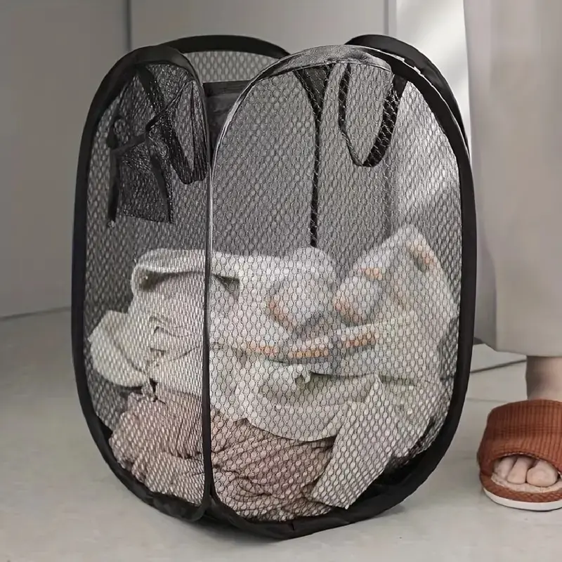 Mesh Pop-up Laundry Basket, Laundry Basket, Foldable Dirty Clothes Storage Basket