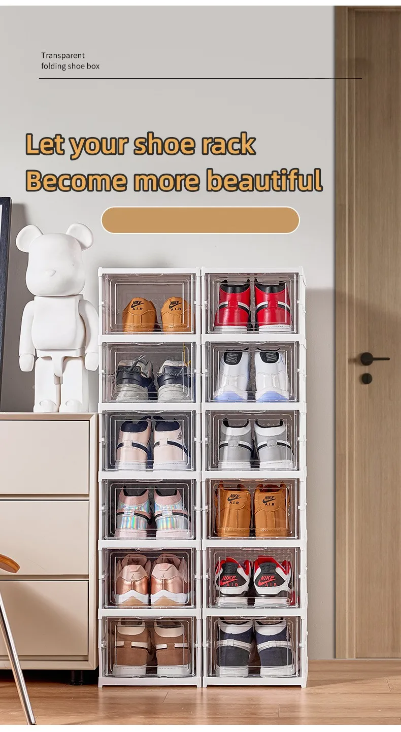 6 Layers Shoes Box Foldable Transparent Sneaker Shoe Storage Organizers Box Stackable - Image 10