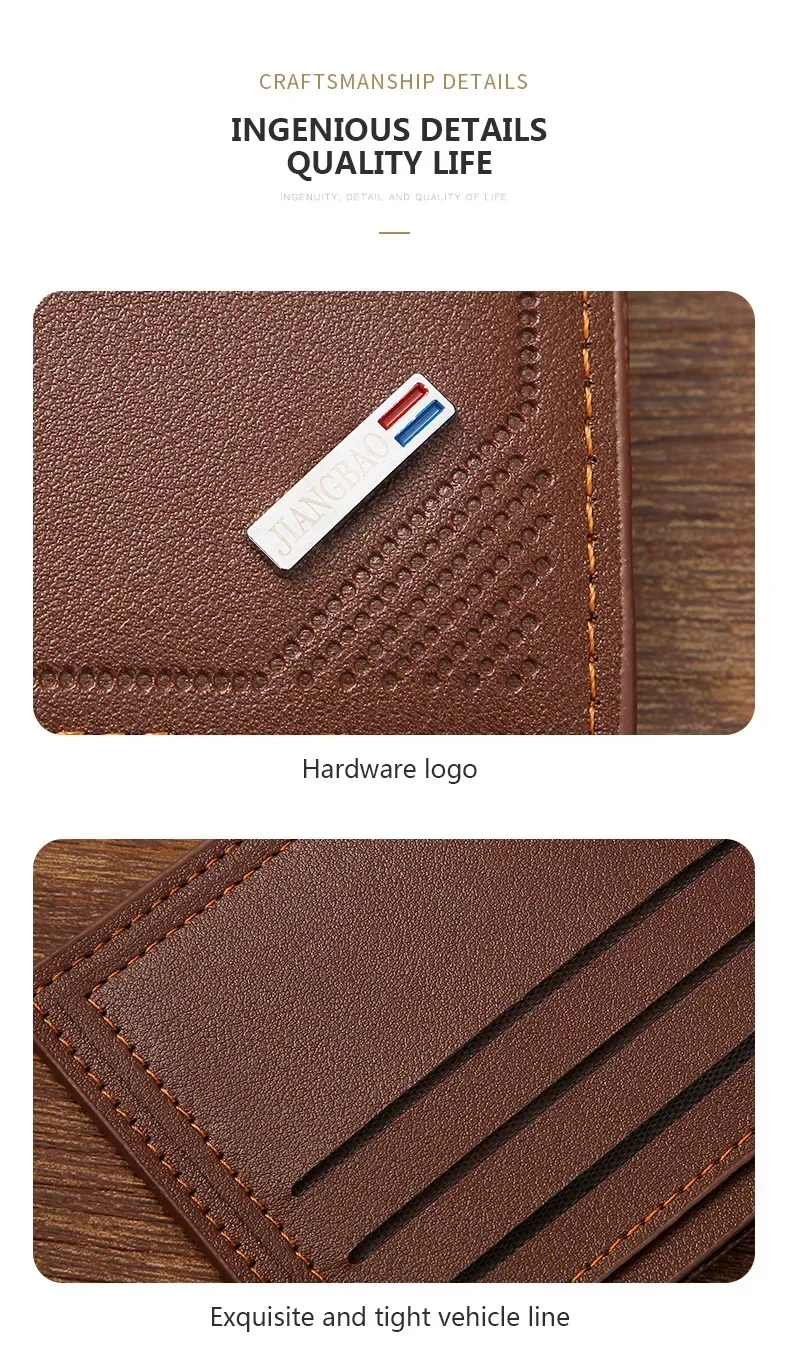Men's leather short wallet thin wallet foldable minimalist soft leather wallet - Image 20