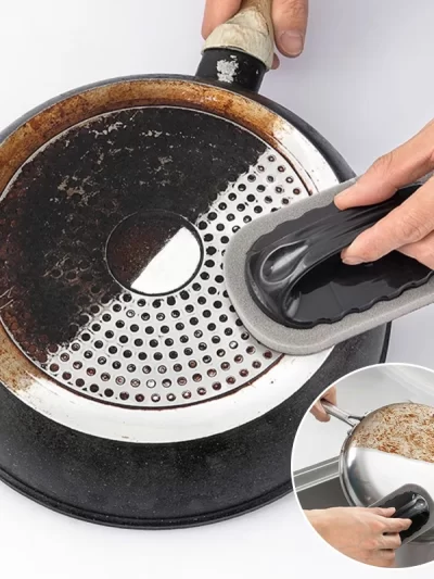 Magic Emery Sponge Brush Wipe Eraser Cleaner Kitchen Bath Rust Strong Decontamination Cleaning Tools With Handle Household Tools