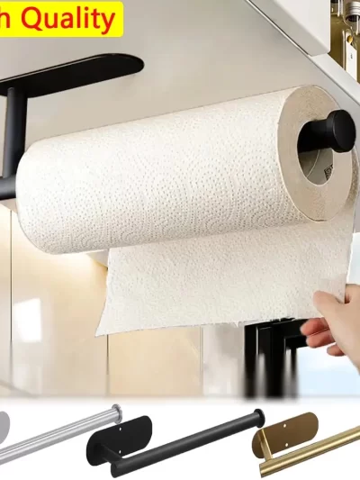 Kitchen Paper Towel Holder Adhesive Tissue Hanger Toilet Roll Paper Dispenser Cabinet Storage Napkin