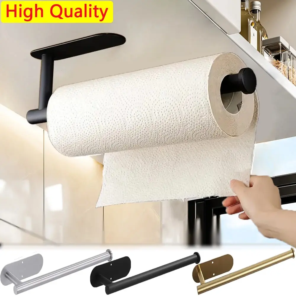 Kitchen Paper Towel Holder Adhesive Tissue Hanger Toilet Roll Paper Dispenser Cabinet Storage Napkin