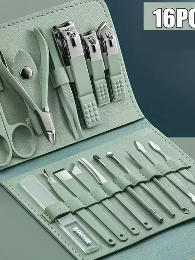 16pcs Professional Nail Clippers and Cuticle Nippers Set with Travel Case Manicure Set Pedicure Sets Nail Clippers