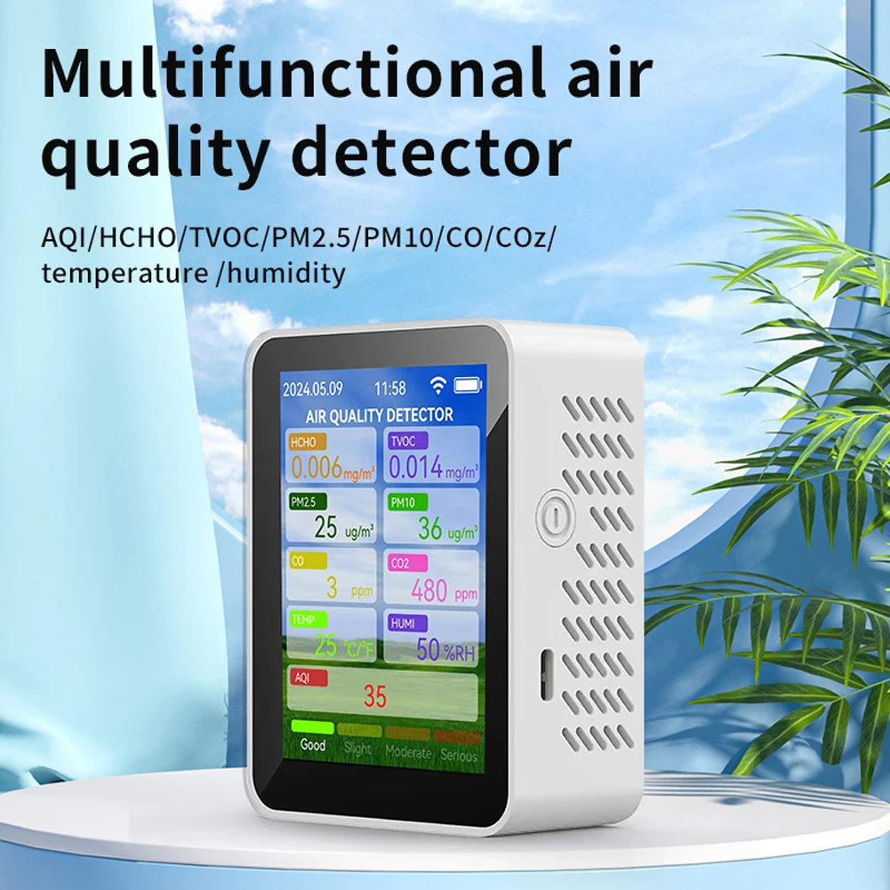 Tuya WiFi Multifunctional Air Quality Meter Household HCHO TVOC Carbon Monoxide CO2 PM2.5 PM10 Tester Portable - Image 2