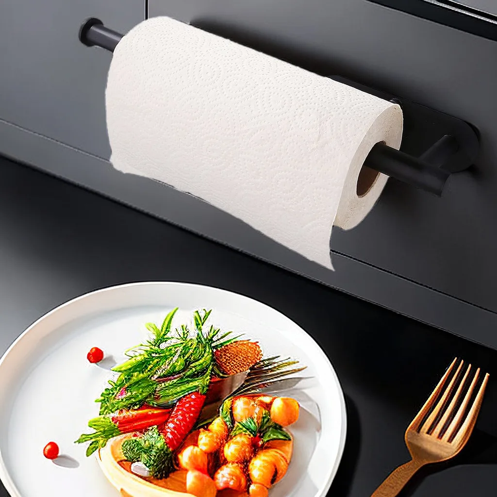 Kitchen Paper Towel Holder Adhesive Tissue Hanger Toilet Roll Paper Dispenser Cabinet Storage Napkin - Image 17