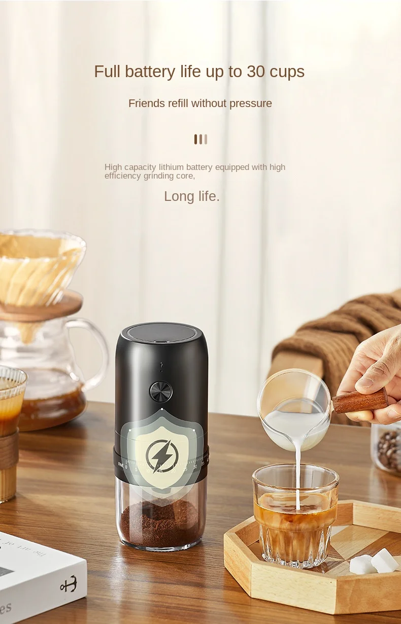 Portable 1800mAh Electric Coffee Bean Grinder 40 Gears External Adjustable Home Rechargeable Grinders - Image 16