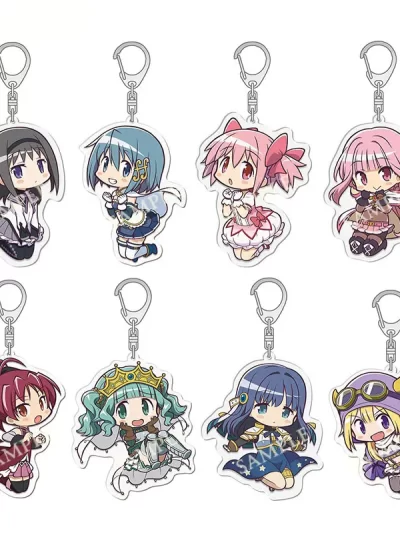 Anime Puella Magi Madoka Magica Keychain Kaname Akemi Homura Miki Sayaka Tomoe Mami Kyoko Key Chain Ring For Fans Gifts Jewelry