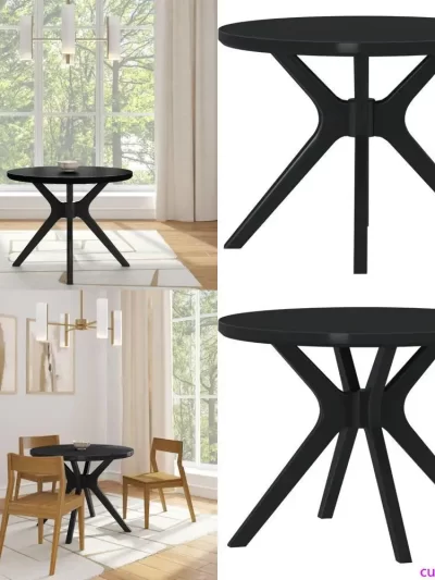 Round Solid Wood Dining Table, 38 Inch Minimalist Design for Kitchen and Dining Room