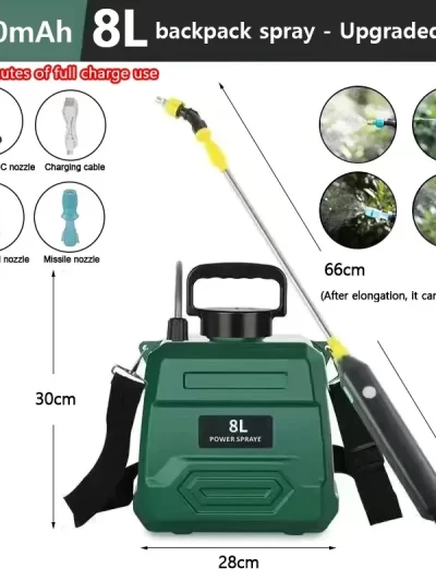New 8-liter agricultural spray, high pressure sprayer backpack type, electric irrigation disinfection pesticide spray