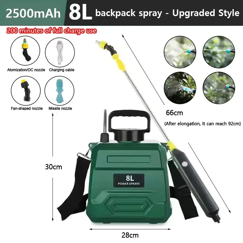 New 8-liter agricultural spray, high pressure sprayer backpack type, electric irrigation disinfection pesticide spray