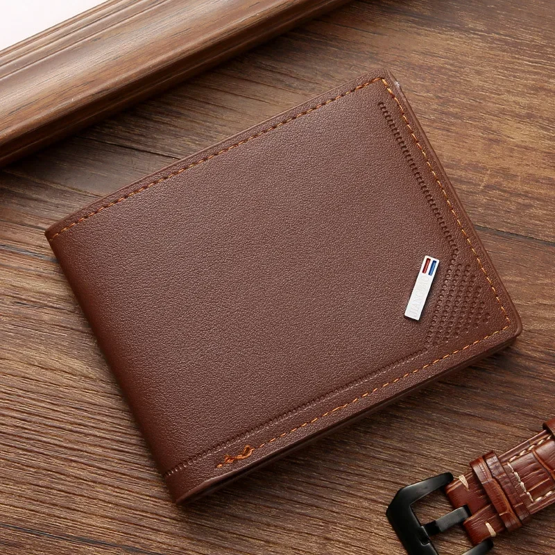 Men's leather short wallet thin wallet foldable minimalist soft leather wallet - Image 8