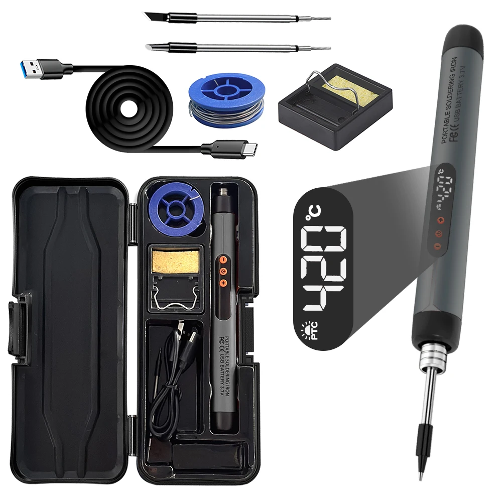 USB soldering iron mini small soldering iron set portable household type-C interface 800mAh battery Adjustable temperature - Image 17
