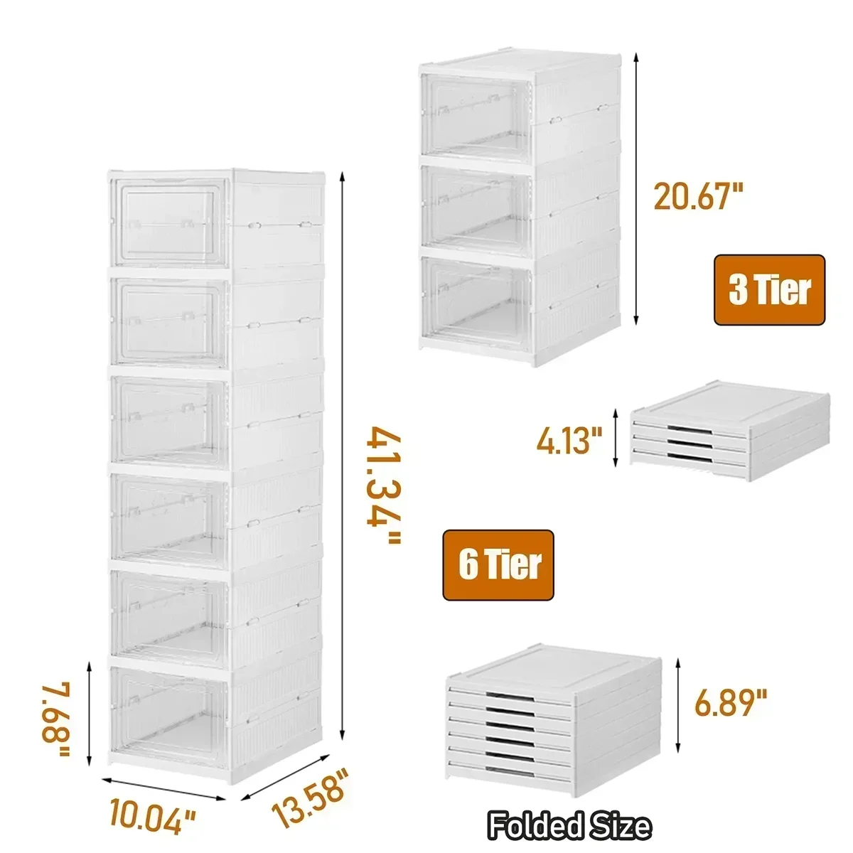 6 Layers Shoes Box Foldable Transparent Sneaker Shoe Storage Organizers Box Stackable - Image 6