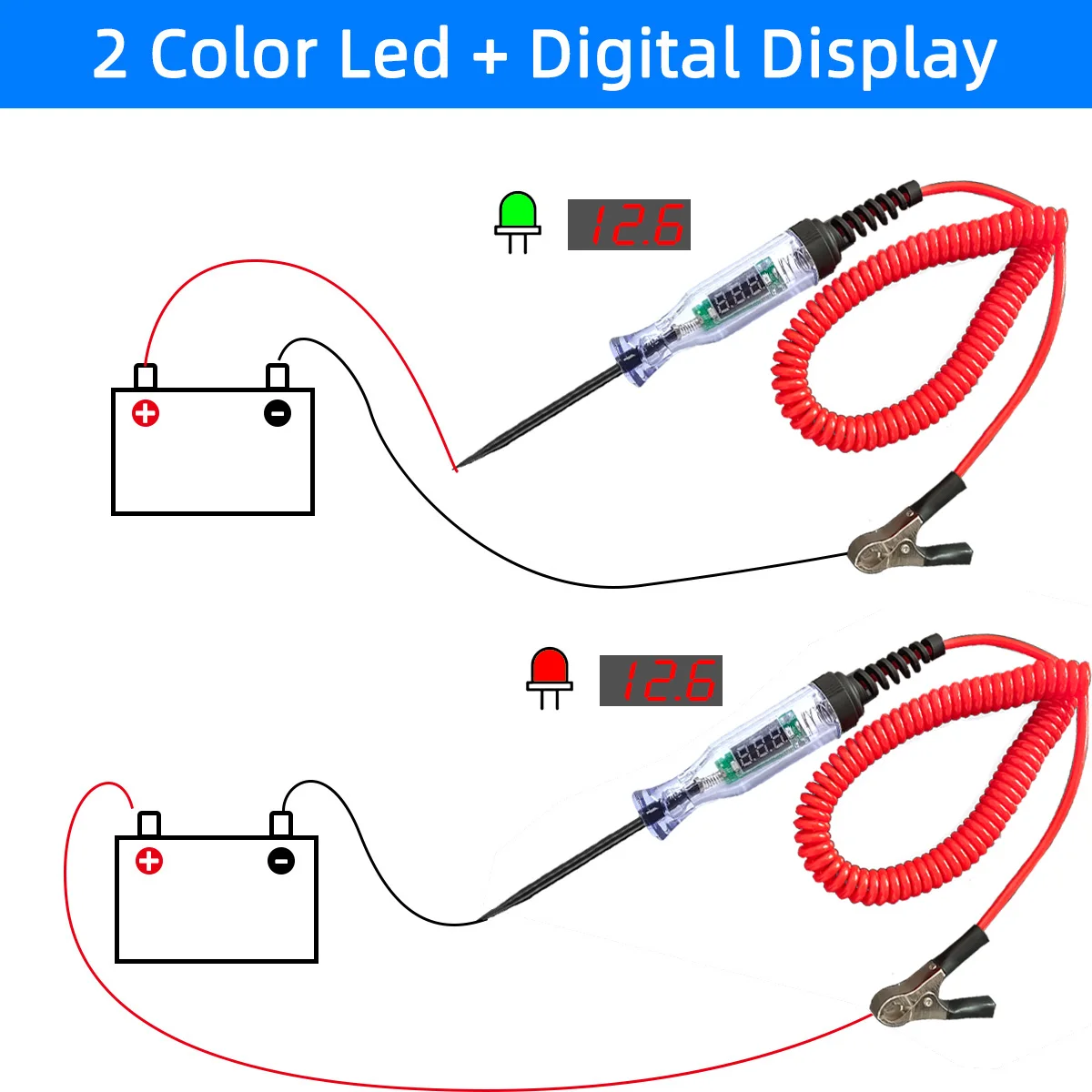 6V/12V/24V Automotive Circuit Test Pen LED Digital Voltage Display Long Probe Circuit Detector - Image 6