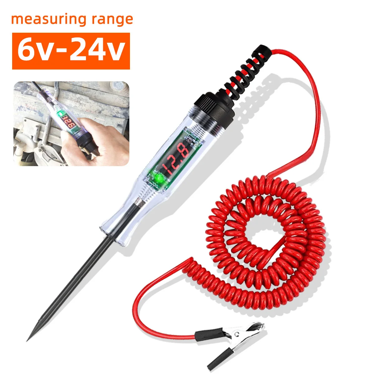 6V/12V/24V Automotive Circuit Test Pen LED Digital Voltage Display Long Probe Circuit Detector - Image 8