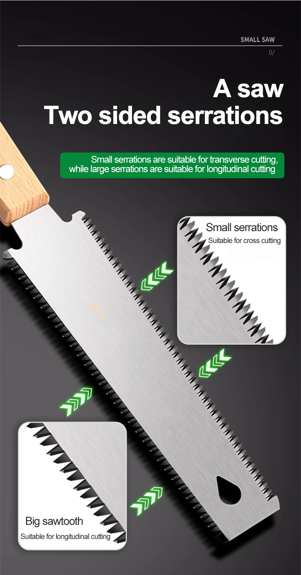 Japanese Style Hand Saw Single/Double Sided Fine Tooth Wood Saw SK5 Steel Flexible Hand Saw - Image 12