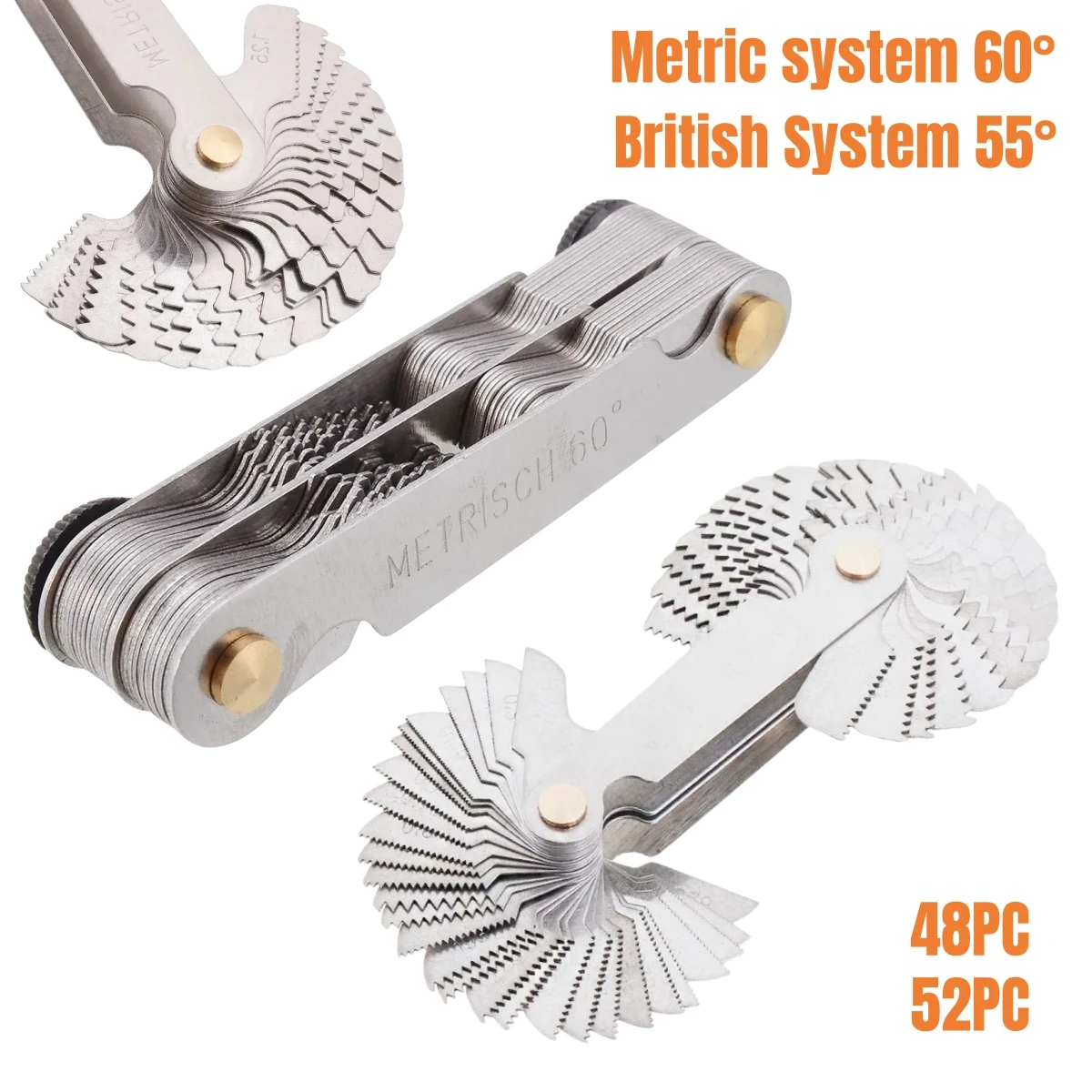 55/60 Degree Metric Inch Thread Plug Gauge Gear Tooth Screw Pitch Gauges