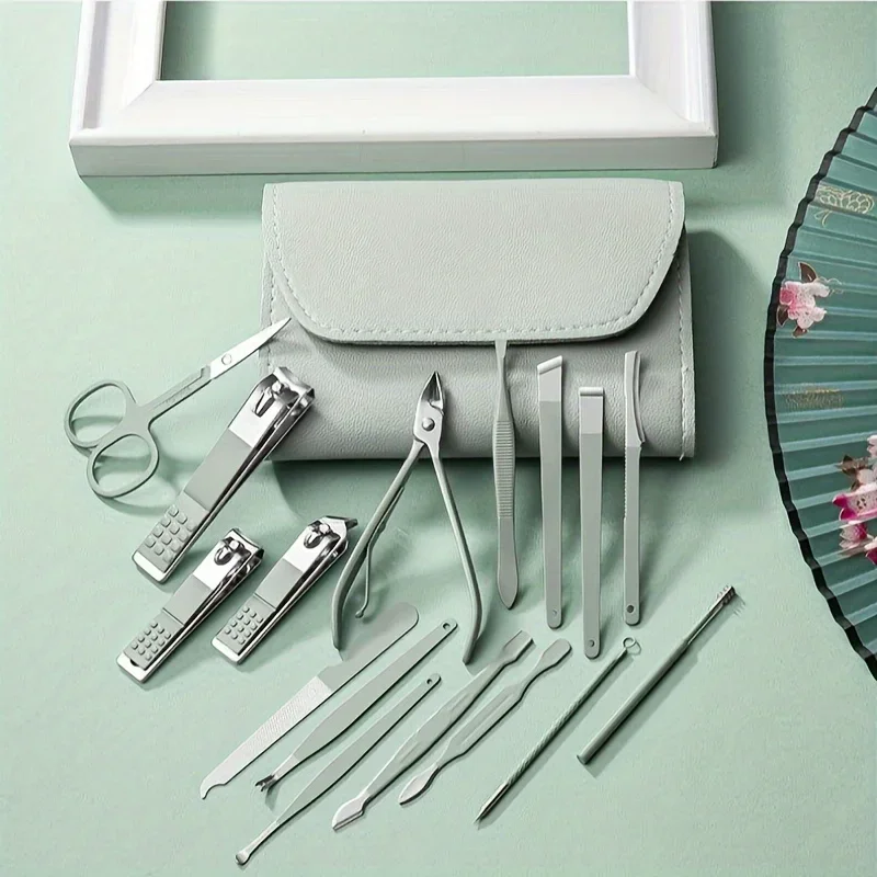 16pcs Professional Nail Clippers and Cuticle Nippers Set with Travel Case Manicure Set Pedicure Sets Nail Clippers - Image 2