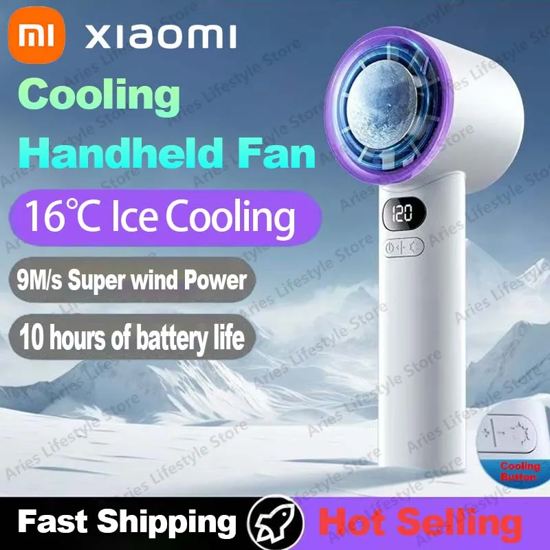 Xiaomi New Mini Handheld Fan 120 Speed Portable Desktop Fans Instant Cooling with Ice Mode Rechargeable