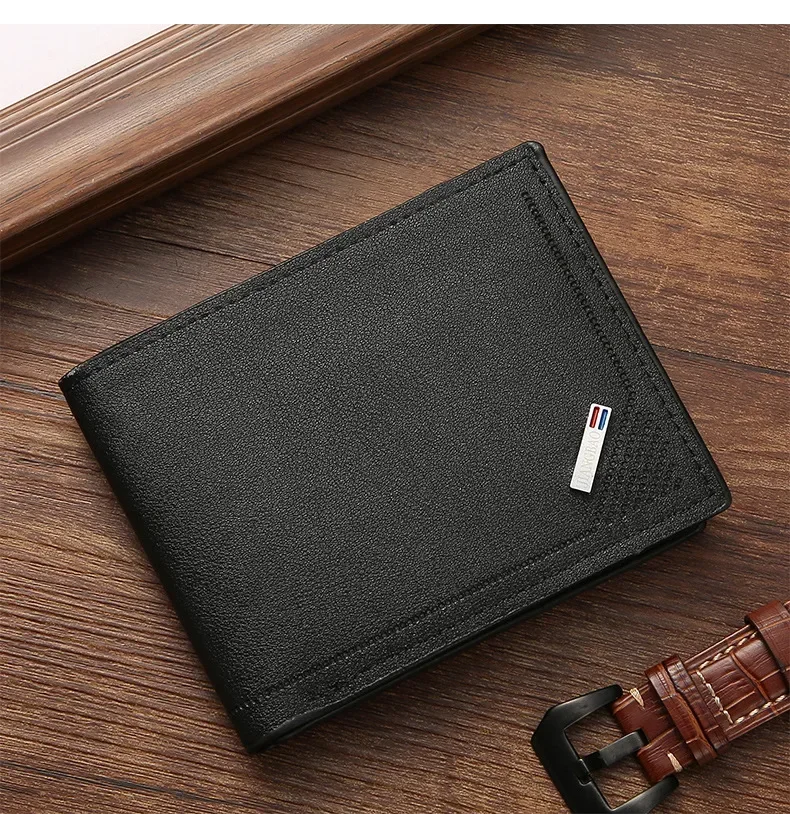 Men's leather short wallet thin wallet foldable minimalist soft leather wallet - Image 23