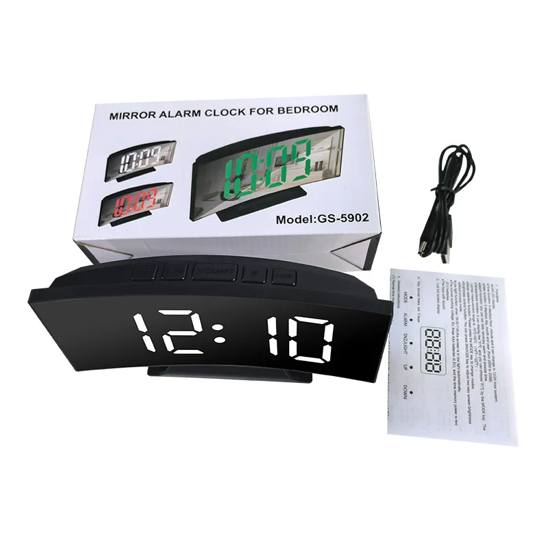 Electronic Alarm Clock Noiseless Design Digital LED Large Display Mirror Electronic Clock Digital Alarm Clock LED - Image 16